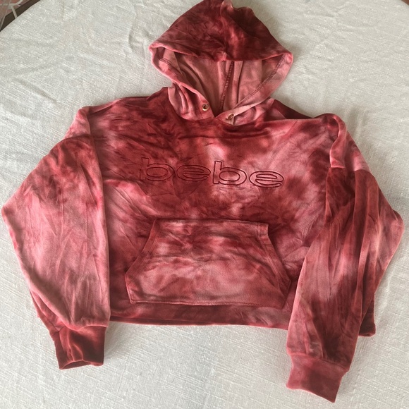 Bebe rose pullover hoodie velvet feel size large. - Picture 1 of 7